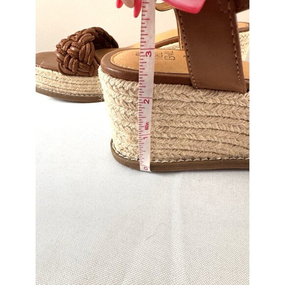 Y2K Brown Platform Sandals 10 Braided Strap Chunky Heel Boho Indie Coastal - Picture 12 of 15